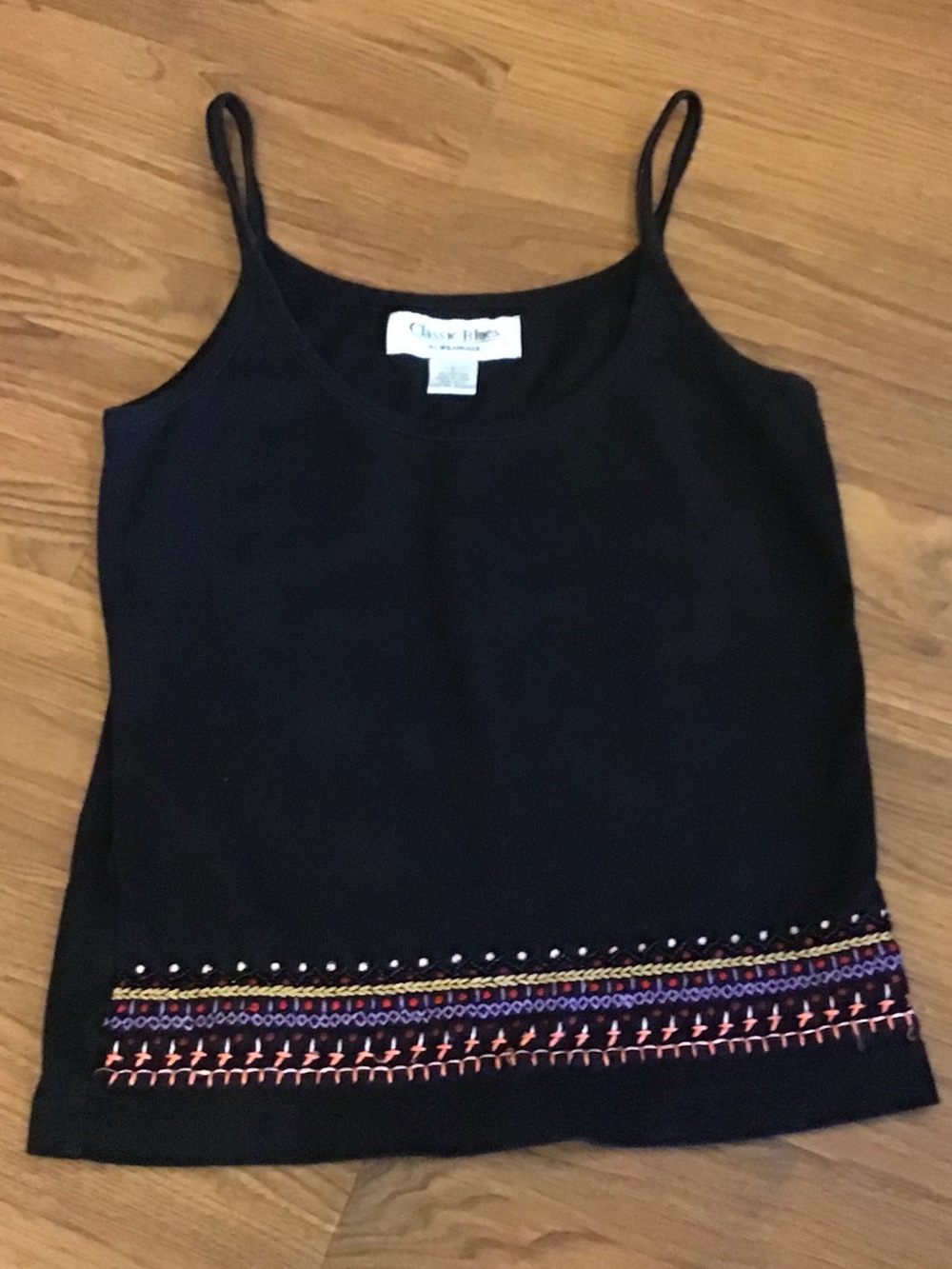 Vintage Classic Blues by Wrangler embroidery & bead embellished cotton camisole
